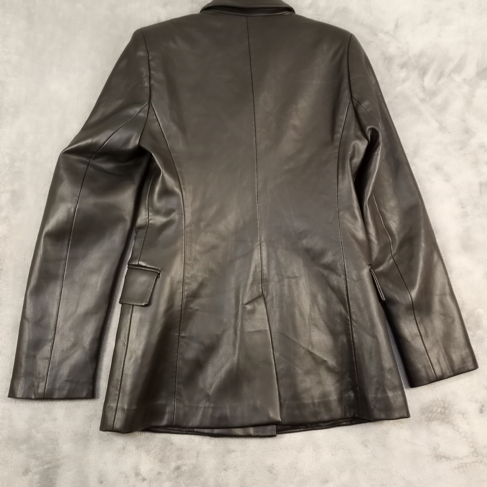 Zara Women's Black Faux Leather Blazer Jacket Size Medium - Picture 14 of 16